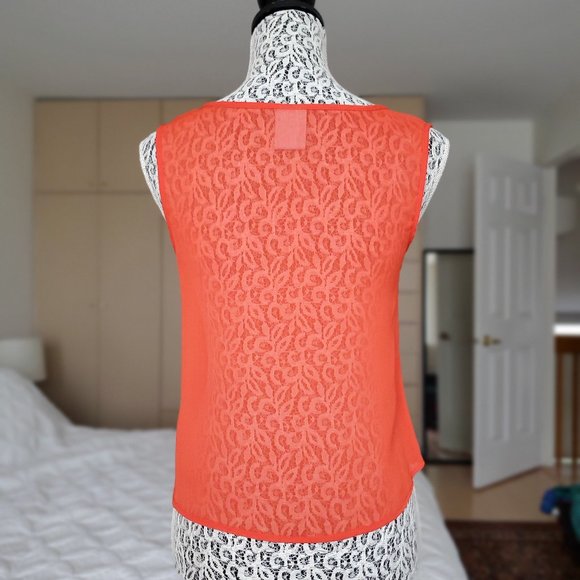 Beaded Sheer Orange Tank Top - Picture 2 of 7